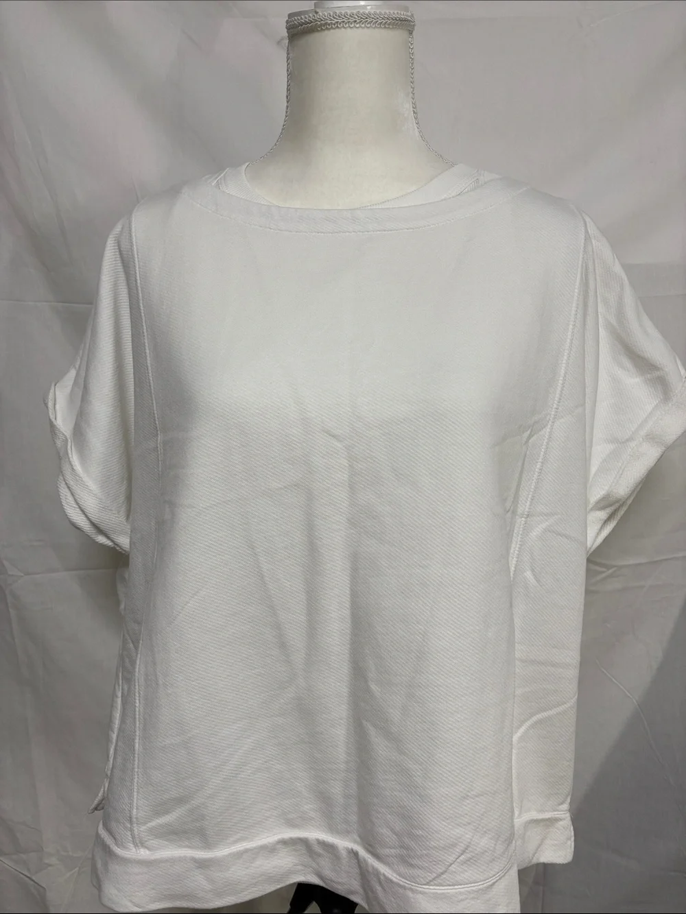 J. Jill White Relaxed Short Sleeve Boxy Tee - Picture 1 of 5